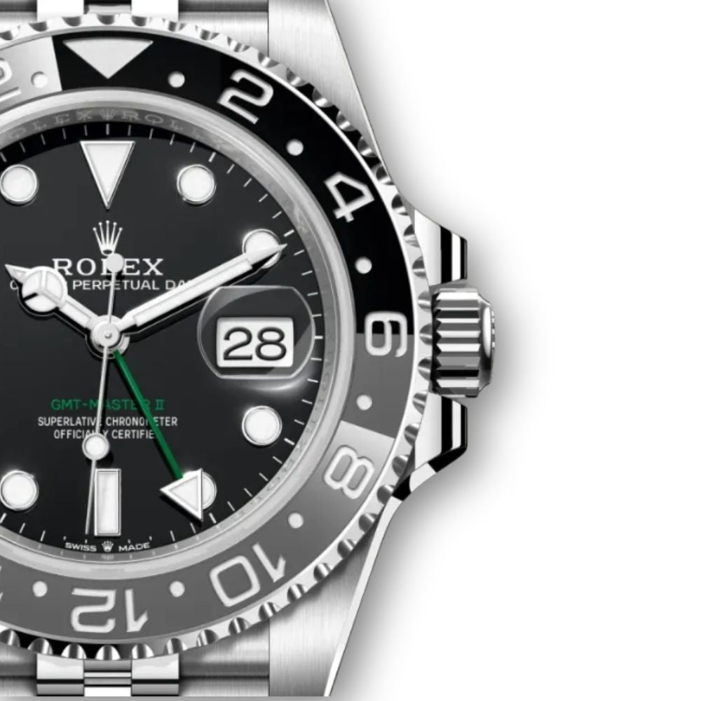 GMT-Master II 40mm in Oystersteel with Black and Grey Bezel